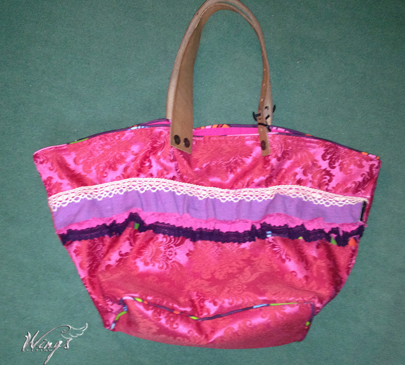 Le grand sac cabas FLO Rose et coton multi-couleurs